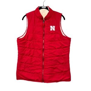 Colosseum Nebraska Cornhuskers Puffer Vest Women's L** No Sz Tag Red Reversible